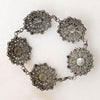 Moonstone & Garnet-Set Sterling Filigree Flower Bracelet