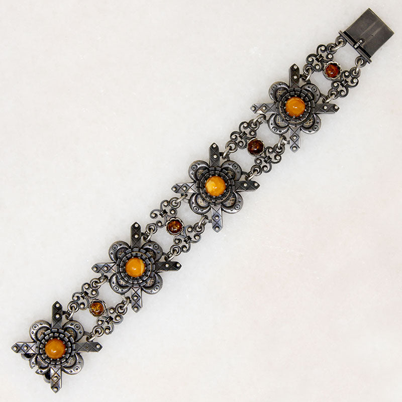 Fascinating Amber & Silver Antique Bracelet