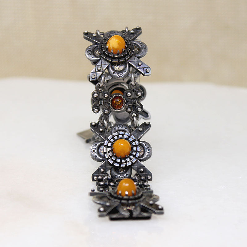 Fascinating Amber & Silver Antique Bracelet