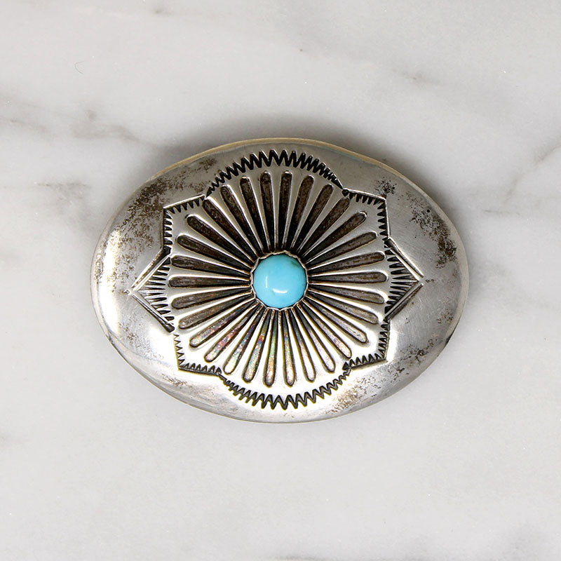 Hand Made Sterling & Turquoise Rocker Design Brooch