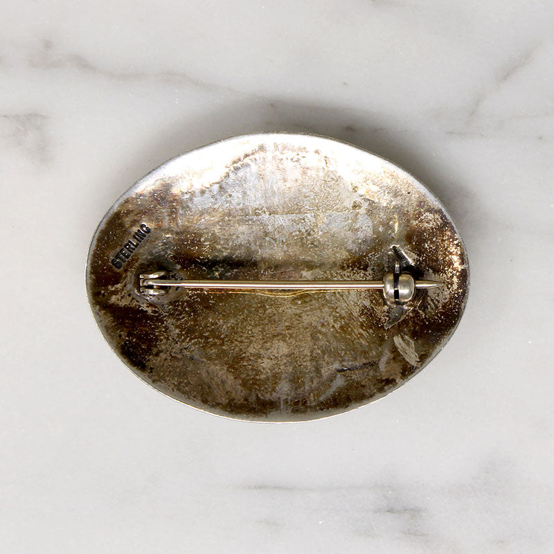 Hand Made Sterling & Turquoise Rocker Design Brooch