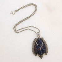 Dramatic Carved Aztec Mask Mexican Necklace