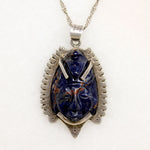 Dramatic Carved Aztec Mask Mexican Necklace