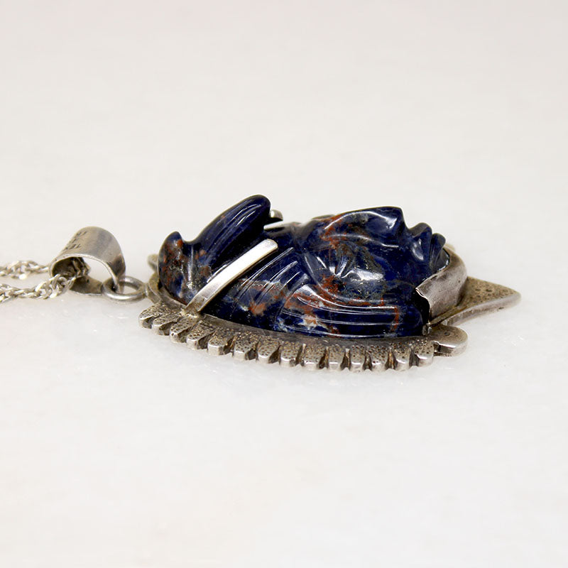Dramatic Carved Aztec Mask Mexican Necklace