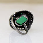 Poison Green Chrysoprase & Marcasite Art Deco Ring