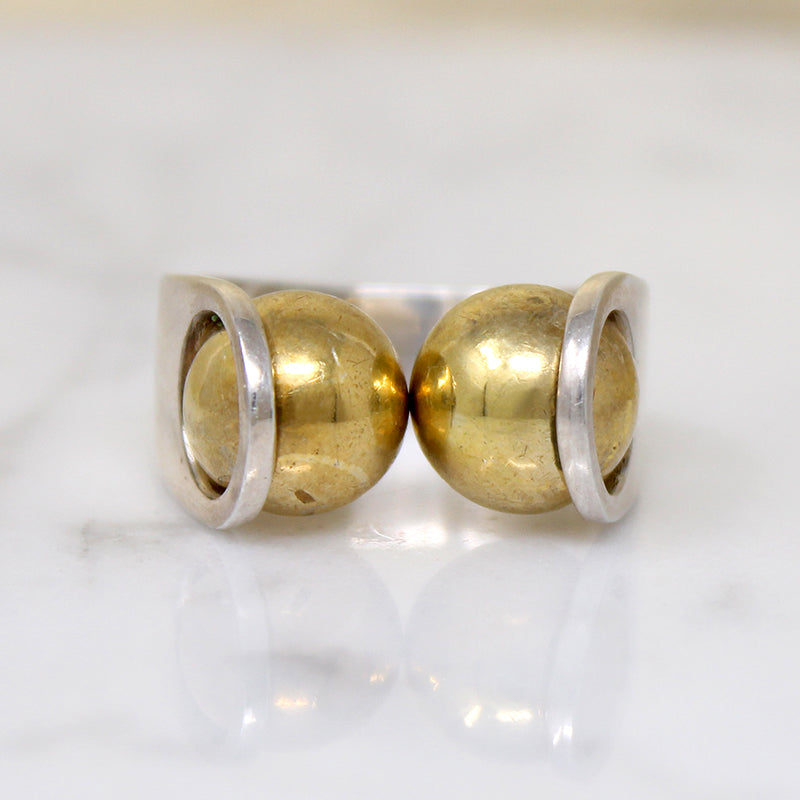 Mexican Modernist Sterling & Vermeil Ring by Harms