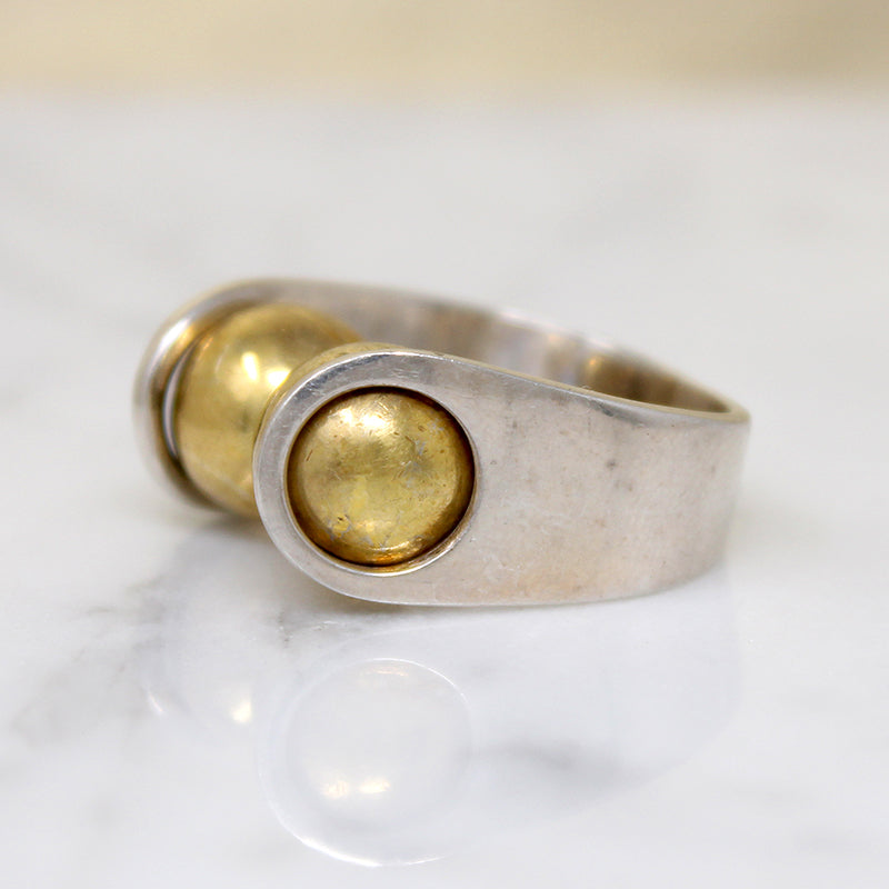Mexican Modernist Sterling & Vermeil Ring by Harms