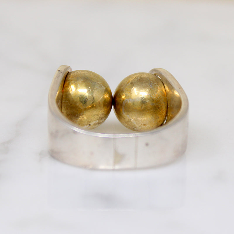 Mexican Modernist Sterling & Vermeil Ring by Harms