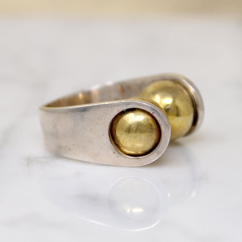 Mexican Modernist Sterling & Vermeil Ring by Harms