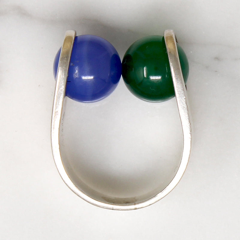 Mexican Modernist Sterling & Gemstone Ring by Harms