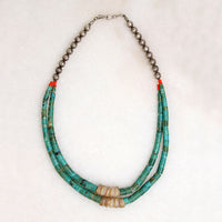 Two-Strand Turquoise & Shell Bead Necklace