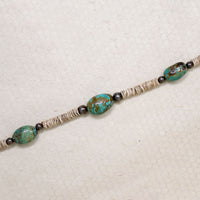 Attractive Shell, Turquoise & Sterling Silver Bead Necklace