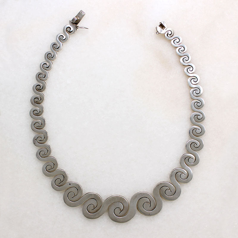 Mexican Modernist Sterling Silver Wave Collar