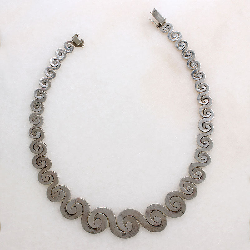 Mexican Modernist Sterling Silver Wave Collar