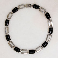 Mexican Choker of 950 Silver & Inlaid Onyx