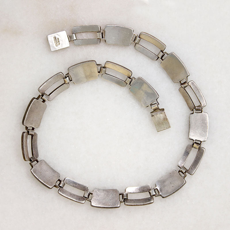 Mexican Choker of 950 Silver & Inlaid Onyx