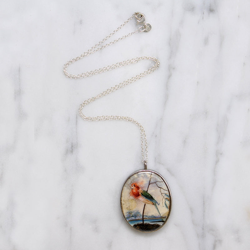 Charming Miniature Painted Bird Pendant