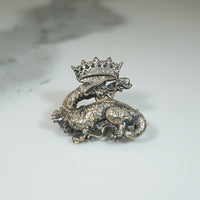 French Silver Pin Dragon and Crown