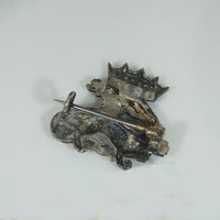 French Silver Pin Dragon and Crown