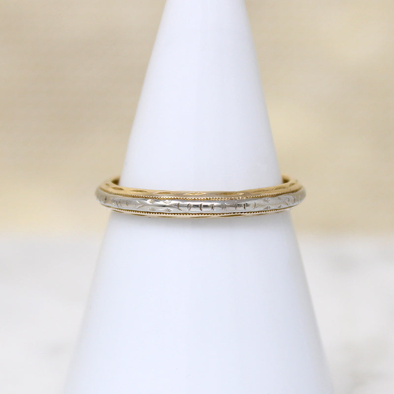 Engraved Two-Tone Gold Art Deco Band