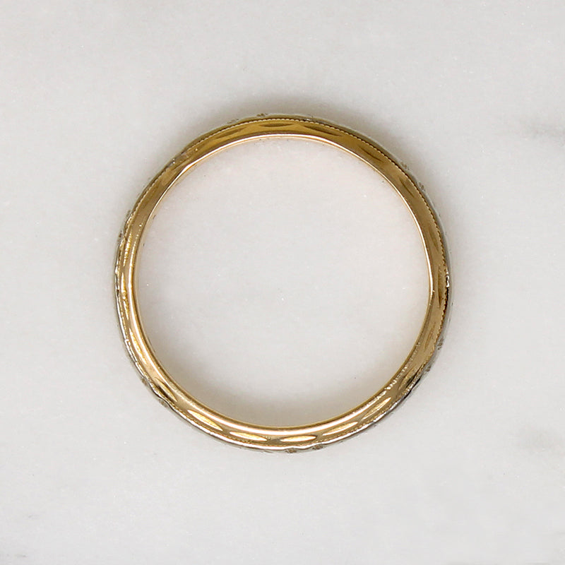 Engraved Two-Tone Gold Art Deco Band