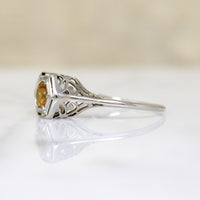 Tangerine Dream Citrine in White Gold Filigree Ring