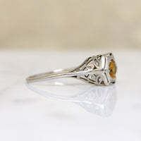 Tangerine Dream Citrine in White Gold Filigree Ring