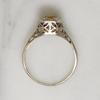 Tangerine Dream Citrine in White Gold Filigree Ring