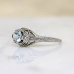 Tranquil Aquamarine & Diamond White Gold Filigree Ring
