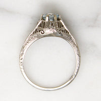 Tranquil Aquamarine & Diamond White Gold Filigree Ring