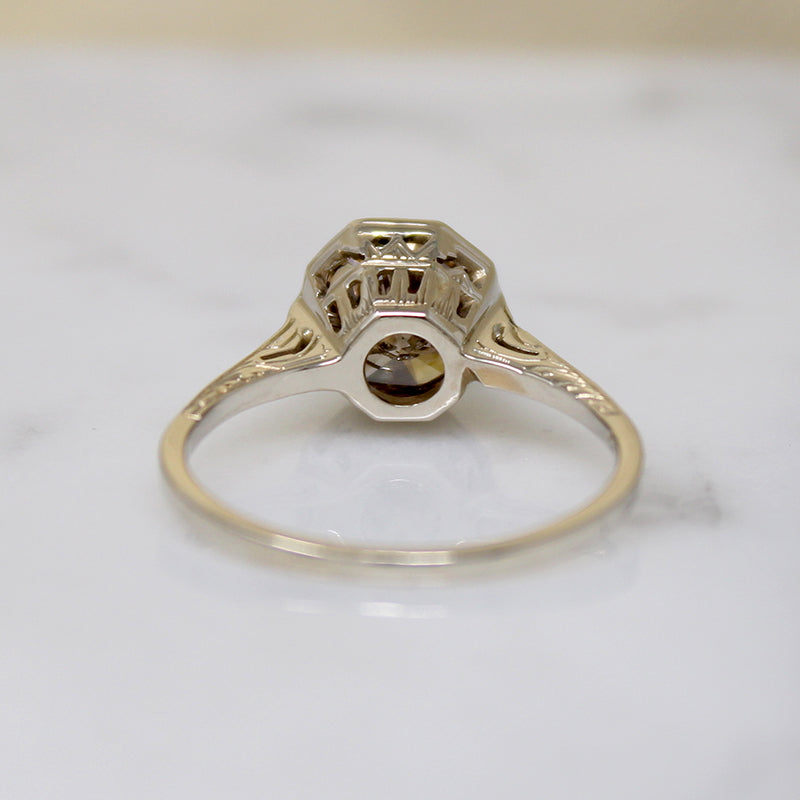 Effervescent 1.70ct Champagne Diamond Art Deco Ring