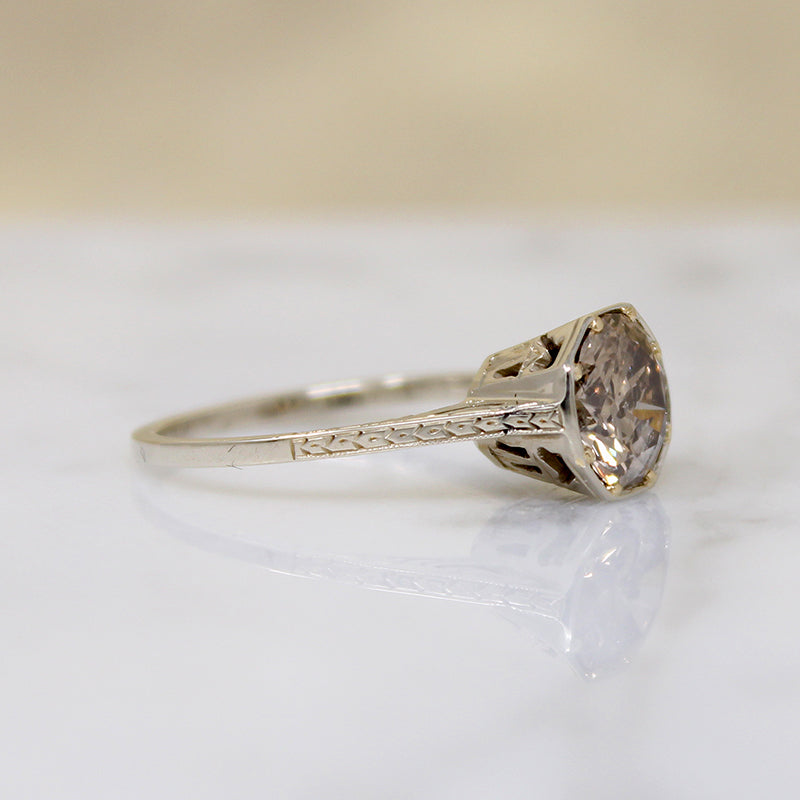 Effervescent 1.70ct Champagne Diamond Art Deco Ring