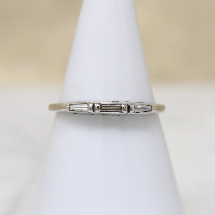Slim Baguette Diamond & White Gold Wedding Band