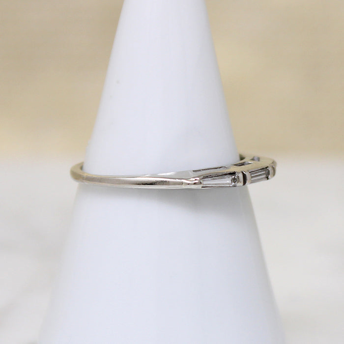 Slim Baguette Diamond & White Gold Wedding Band