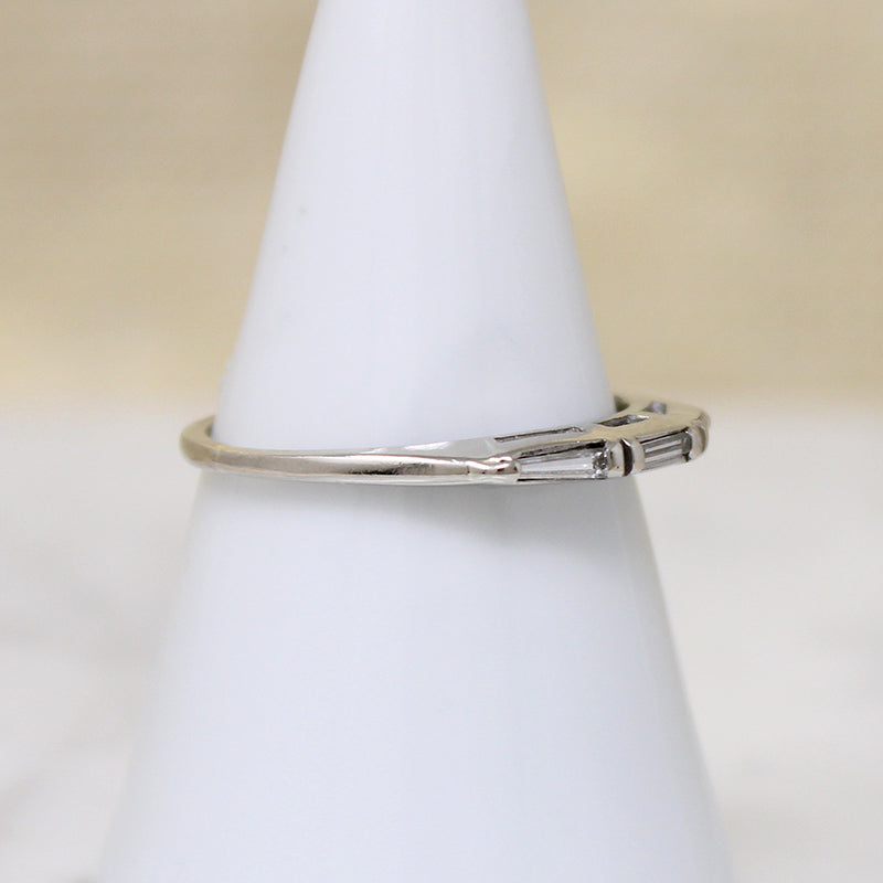 Slim Baguette Diamond & White Gold Wedding Band