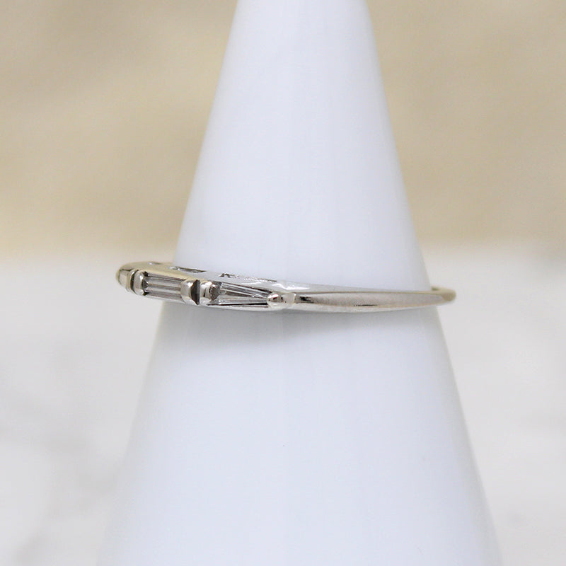 Slim Baguette Diamond & White Gold Wedding Band