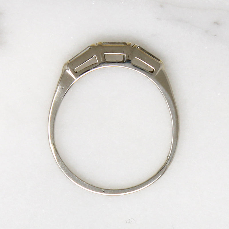 Slim Baguette Diamond & White Gold Wedding Band
