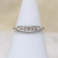 Pretty Fluted 14k White Gold & Diamond Wedding Band