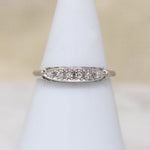 Pretty Fluted 14k White Gold & Diamond Wedding Band