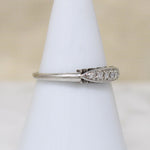 Pretty Fluted 14k White Gold & Diamond Wedding Band