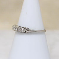 Pretty Fluted 14k White Gold & Diamond Wedding Band