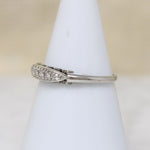 Pretty Fluted 14k White Gold & Diamond Wedding Band