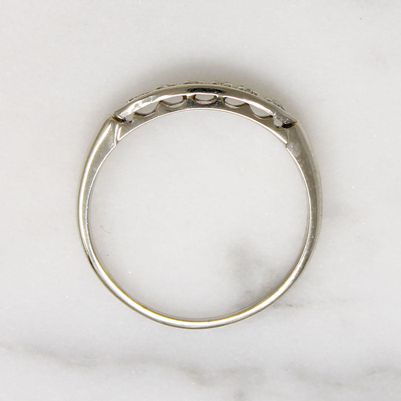 Pretty Fluted 14k White Gold & Diamond Wedding Band