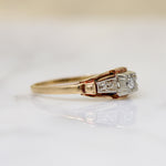 Charming Art Deco Two-Tone Gold & Diamond Ring