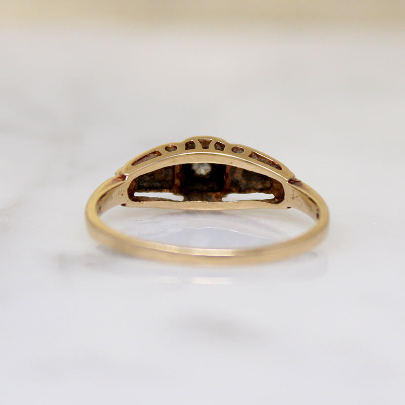Charming Art Deco Two-Tone Gold & Diamond Ring