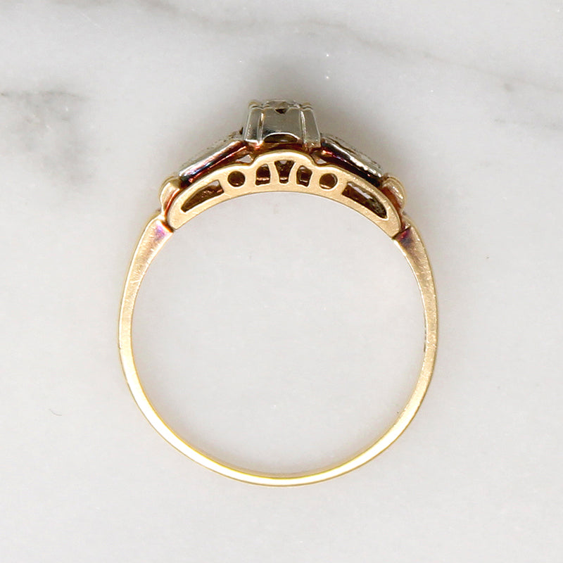 Charming Art Deco Two-Tone Gold & Diamond Ring