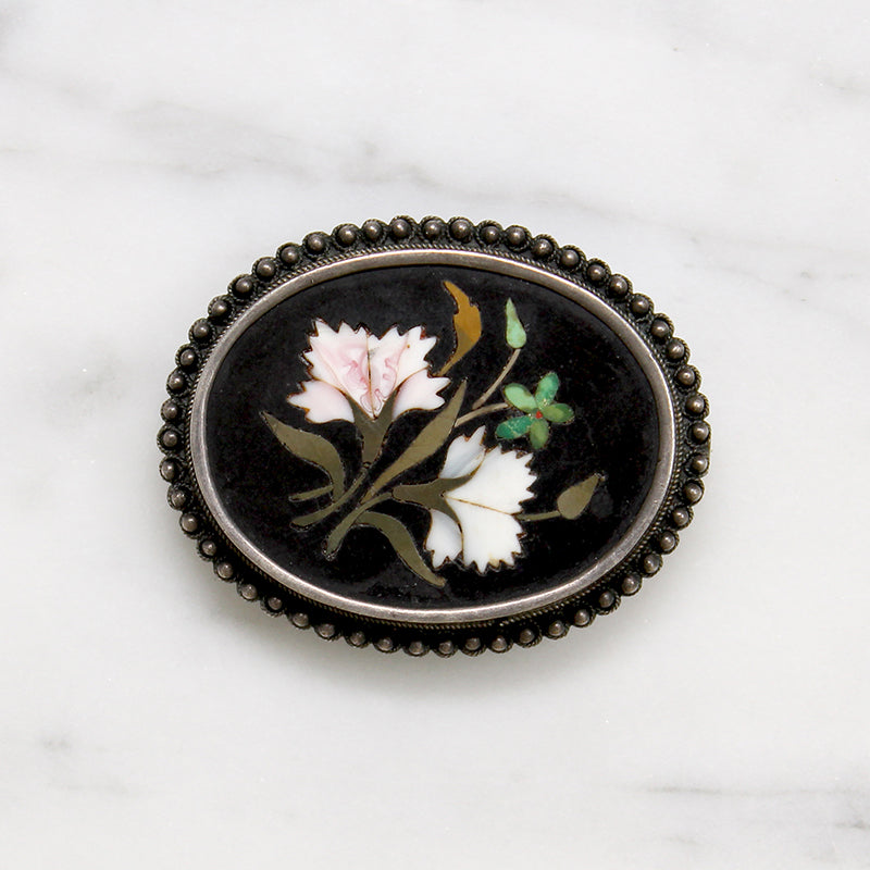 Language of Flowers Pietra Dura Brooch