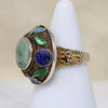 Exquisite Enamel & Jade Chinese Silver Gilt Ring