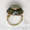 Exquisite Enamel & Jade Chinese Silver Gilt Ring