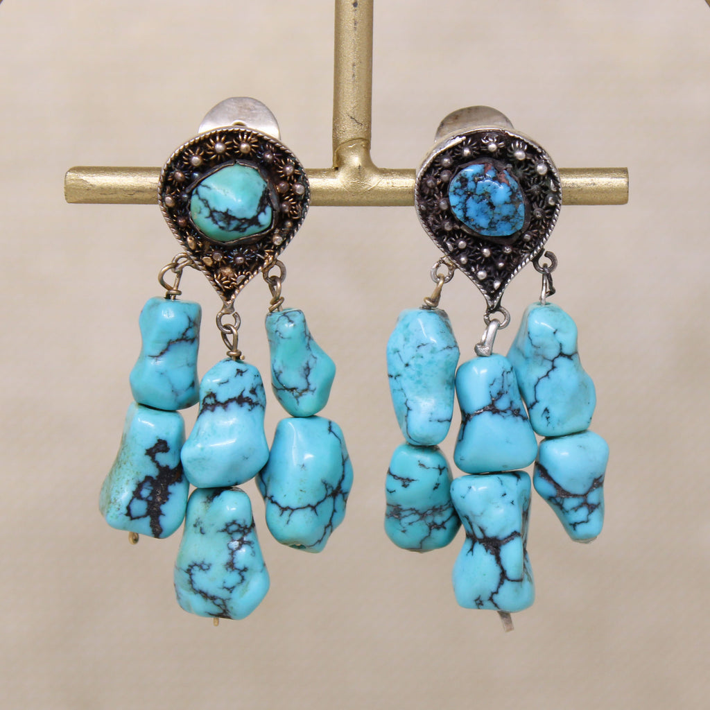 Gorgeous Turquoise Nugget Drop Earrings